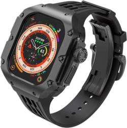 ZXZZNO Titan-Metall-Uhrengehäuse, Gummiband, Mod-Kit, für Apple Watch Serie Ultra 2, 49 mm, Ersatzzubehör, für Herren und Damen, im RM-Stil, For Ultra 2, Achat von ZXZZNO