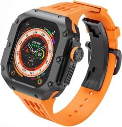 ZXZZNO Titan-Uhrengehäuse, Gummiband, Mod-Kit, für Apple Watch Ultra2 Ultra8 49 mm Serie, RM-Stil, Herren-Metallabdeckung, Uhrenarmband, Ersatzzubehör, für iWatch 49 mm, For Ultra 2, Achat von ZXZZNO