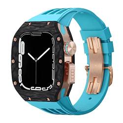 ZXZZNO Uhrenarmband-Modifikationsset, für Apple Watch 44 mm, 45 mm, Kohlefaser-Uhrengehäuse, für iWatch Serie 8, 7, 6, 5, 4, SE, Sport-Gummi-Uhrenarmband, Mod-Kit, 45 mm, Achat von ZXZZNO