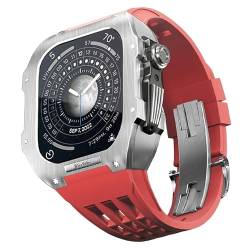 ZXZZNO Uhrengehäuse aus Metall, fluororiertes Gummi, für Apple Watch 8/7/6/5/4/44 mm, 45 mm, Modifikationsset, Upgrade-Uhrenarmband und Gehäuse, 44mm, Achat von ZXZZNO