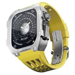 ZXZZNO Uhrengehäuserahmen aus Metall, Fluorkautschuk, Modifikationsset, für Apple Watch 8, 7, SE, 6, 5, 4, 45/44 mm, Ersatz-Uhrenarmband-Teile, 44mm, Achat von ZXZZNO