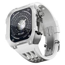 ZXZZNO Uhrengehäuserahmen aus Metall, Fluorkautschuk, Modifikationsset, für Apple Watch 8, 7, SE, 6, 5, 4, 45/44 mm, Ersatz-Uhrenarmband-Teile, 45 mm, Achat von ZXZZNO