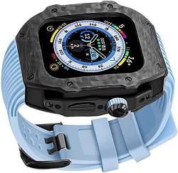 ZXZZNO Upgrade-Kohlefaser-Hülle mit Silikon-Uhrenarmband, für Apple Watch Ultra 49 mm, Modifikationsset, Schutzhülle, für iWatch 8, 7, 6, 5, 4, SE, 45 mm, 44 mm, Fluorkautschukband, 44mm, Achat von ZXZZNO
