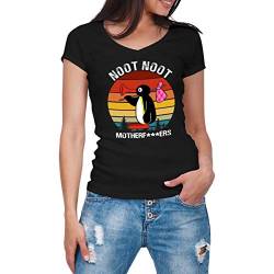 Noot Noot Retro Motherf Schwarz Frauen V-Neck Shirt Size S von ZYDUVA