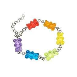 ZYHO Airlove 7 Farben Nettes Gummibärchen-Armband Buntes Harz-Bär-Anhänger-Armband für Frauen-Mädchen von ZYHO