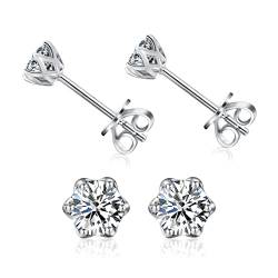 ZYI Moissanite Earrings silber 925 ohrringe 0.3-1CT Round Moissanite Diamond Stud Earrings 18K White Gold-Plated Allergy-Free Minimalist Schmuck As Gifts for Ladies and Girls (1CT, Stil D) von ZYI