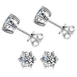 ZYI Moissanite Earrings silber 925 ohrringe 0.3-1CT Round Moissanite Diamond Stud Earrings 18K White Gold-Plated Allergy-Free Minimalist Schmuck As Gifts for Ladies and Girls (1CT, Stil E) von ZYI