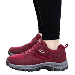 Sportschuhe Damen Schwarz Weiße Sohle Wanderschuhe Wasserfest Grobe Sohle Freizeitschuhe Mit Klettverschluss Plateau Laufschuhe Stoff Atmungsaktiv Turnschuhe Für Trekking Workout Breite Sportschuhe von ZYPAINIY