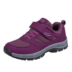 Sportschuhe Damen Schwarz Weiße Sohle Wanderschuhe Wasserfest Grobe Sohle Freizeitschuhe Mit Klettverschluss Plateau Laufschuhe Stoff Atmungsaktiv Turnschuhe Für Trekking Workout Breite Sportschuhe von ZYPAINIY