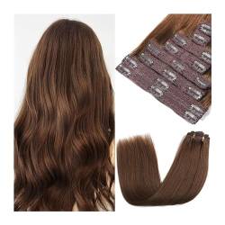 Clip-in-Haarteile für Frauen, Clip-in-Haarverlängerungen, Remy-Echthaar, schokoladenbraun, Doppelschuss-Haarverlängerung, Clip-in-Haarverlängerung, doppelter Schuss, seidig glatt #4,Damenperücken (S von ZYRB-2020