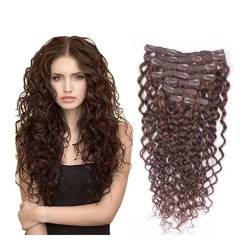 Clip-in-Haarteile für Frauen, Tiefes lockiges brasilianisches Haar, hellbraun, lockig, Clip-in-Haarverlängerungen, 10 Stück, 30# Auburn Brown, Clip-In-Haarverlängerungen, 160 g,Damenperücken (Size von ZYRB-2020