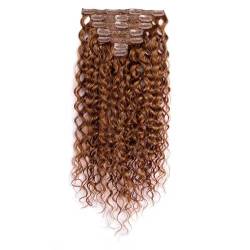 Clip-in-Haarteile für Frauen, Tiefgewellte Clip-in-Haarverlängerungen aus Echthaar for schwarze Frauen – 7-teiliges brasilianisches Remy-Echthaar mit doppeltem Schuss, tiefgewellte Clip-in-Extensions, von ZYRB-2020