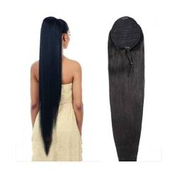 Pferdeschwanz-Haarteil für Frauen, 20,3–81,3 cm Echthaar-Pferdeschwanzverlängerung, langer, gerader Kordelzug-Pferdeschwanz, natürliches schwarzes brasilianisches Haar, Pferdeschwänze, for Anklipsen, von ZYRB-2020