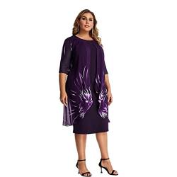 ZYSWCHB Kleider in Übergröße Kleider for Hochzeitsgäste Damenkleid in Übergröße Elegantes Temperament Strickspitzen-Umhangkleid for Damen (Color : Purple, Size : 5XL) von ZYSWCHB