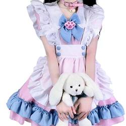 ZYSWCHB Lolita-Kleid for Frauen - Pink Blue Maid Cosplay Süßes Lolita-Damen-Lolita-Anzugkleid (Color : Pink five-piece set, Size : L) von ZYSWCHB