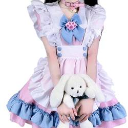 ZYSWCHB Lolita-Kleid for Frauen - Pink Blue Maid Cosplay Süßes Lolita-Damen-Lolita-Anzugkleid (Color : Pink five-piece set, Size : S) von ZYSWCHB