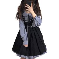 ZYSWCHB Lolita Sweet Girl Dress Kawaii süßes Strapskleid 2-teiliges Set Damen Freizeithemdkleid JSK (Color : 2 set as photo, Size : S) von ZYSWCHB