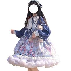 ZYSWCHB Rosa Lolita Kleid Lolita Full Daily Dress (Color : Navy, Size : S) von ZYSWCHB