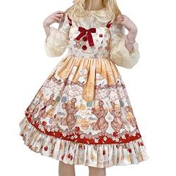ZYSWCHB Süßes Lolita-Kleid Japanische kawaii ärmellose Kleider Bärendruck süße Frauen-Outfits von ZYSWCHB