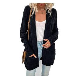 ZYUD Strickjacke Damen Lang Offene Knöpfen Grobstrickjacke Cardigan Strickgewirk Pullover Mantel Damen Strickjacke Lang Strickmantel Cardigan Damen Herbst Winter Casual Pulli Sweater Jacke Outwear von ZYUD