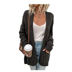 ZYUD Strickjacke Damen Lang Offene Knöpfen Grobstrickjacke Cardigan Strickgewirk Pullover Mantel Damen Strickjacke Lang Strickmantel Cardigan Damen Herbst Winter Casual Pulli Sweater Jacke Outwear von ZYUD