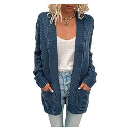 ZYUD Strickjacke Damen Lang Offene Knöpfen Grobstrickjacke Cardigan Strickgewirk Pullover Mantel Damen Strickjacke Lang Strickmantel Cardigan Damen Herbst Winter Casual Pulli Sweater Jacke Outwear von ZYUD