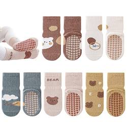 ZYUPHY Stoppersocken Baby Kinder Baumwolle, 5 Paar ABS Socken Baby Krabbelsocken Baby Socken Cartoon Warme Antirutschsocken Kinder von ZYUPHY