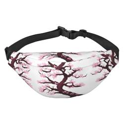 Cherry Blossoms Tree Travel and Sports Essential Lightweight Water-Resistant Waist Bag with Multi-Functional Design for Hands-Free Convenience, Schwarz , Einheitsgröße von ZYVIA