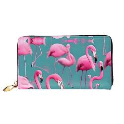 ZYVIA A Flock Of Flamingos Leather Wallet,Leather Material Waterproof,Zip Design For Durability 12 Credit Card Slots,3 Full Pocket Cash Slots,Designed For Fashionable Girls And Women, Schwarz, von ZYVIA