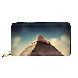 ZYVIA Dreaming Of The Pyramids Of Khufu Ledergeldbörse, lange Clutch, weiches Material, Reißverschluss-Design, Anti-Verlust-Geld, 12 Bankkartenfächer, leicht, wasserdicht und langlebig für das von ZYVIA