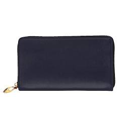 ZYVIA Einfarbige schwarze Ledergeldbörse, lange Clutch-Geldbörse, weiches Material, Reißverschluss-Design, Anti-Verlust-Geld, 12 Bankkartenfächer, leicht, wasserdicht und langlebig für das stilvolle von ZYVIA