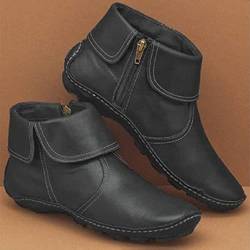 ZYWUOY Damen-Stiefel Damen Stiefeletten Flache Leder Arch Support Sneakers Lässige Bootie Schuhe Größe von ZYWUOY