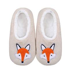 ZYZX Erwachsene Fluffy Slipper Socken/Tier Serie Cut Fox Soft Sole Hausschuhe/Non Rutsch Fleece Gefüttert Gemütliche Socken mit Griffen von ZYZX