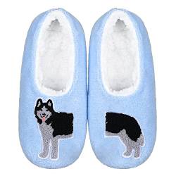 ZYZX Hausschuhsocken Damen Hund Motiv Winter Warme Weiche Niedlich Kuschel Hausschuhe Fleece-lined Lustige Flauschig Stoppersocken mit Antirutsch-Sohle Haussocken Geschenke von ZYZX