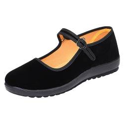 Ballerinas Damen Elegant Glitzer Ballerinas Schwarz Flache Schuhe für Damen Elegant Herbst Ballet Flat Flache Schuhe Bequeme Frauen Klassische Einfarbig Ballerinas Geschlossene Ballerinas von ZZHZGZ