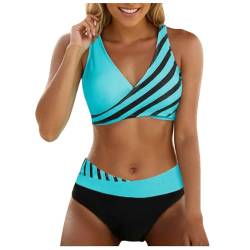 ZZHZGZ Bikini Damen Bauchweg Große Brüste Push Up Bikinioberteil Strandmode Zweiteiliger Badeanzug Damen Badeanzug mit Hoher Taille und Zweiteiligem Set Bauchweg Bademode X-Grün, XL von ZZHZGZ