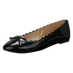 ZZHZGZ Damen Klassische Ballerina Bequeme Flache Schuhe für Damen Elegant Damenschuhe Ballerinas Leder Damen Geschlossene Ballerinas Flache Schuhe Klassische Ballerinas Schwarz 40 von ZZHZGZ