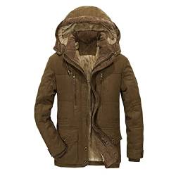 ZZHZGZ Parka Herren Winter Wintermantel Warm GefüTtert Übergangsjacke Herren Wasserdicht Atmungsaktiv Mit Kapuze Fleecefutter Mit Reißverschluss Winddichte Mäntel Outdoorjacke Fleecejacke Winterjacke von ZZHZGZ