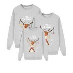 ZZHZGZ Weihnachtspullover Familie Set Weihnachten Pullover Set Partnerlook Pärchen Gestrickte Pullover Strickpullover Winterpullover Weihnachtspullis (Damen, Grau, L) von ZZHZGZ