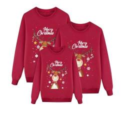 ZZHZGZ Weihnachtspullover Familie Set Weihnachten Pullover Set Partnerlook Pärchen Gestrickte Pullover Strickpullover Winterpullover Weihnachtspullis (Damen, Rot, M) von ZZHZGZ