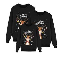 ZZHZGZ Weihnachtspullover Familie Set Weihnachten Pullover Set Partnerlook Pärchen Gestrickte Pullover Strickpullover Winterpullover Weihnachtspullis (Damen, Schwarz, L) von ZZHZGZ