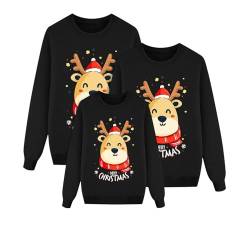 ZZHZGZ Weihnachtspullover Familie Set Weihnachten Pullover Set Partnerlook Pärchen Gestrickte Strickpullover Winterpullover Weihnachtspullis Sweatshirt Kinder Damen Herren (Damen, Schwarz 05, XL) von ZZHZGZ