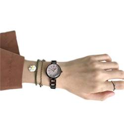 ZZJDBF Damen Hohlmetallband, einfache Stil Mode Uhr, Runde Form Armbanduhr, mit Legierung Chrysantheme Stil Armband, Frauen Armreif Uhr und Armband Set (Color : B) von ZZJDBF