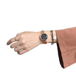 ZZJDBF Damen Hohlmetallband, einfache Stil Mode Uhr, Runde Form Armbanduhr, mit Legierung Chrysantheme Stil Armband, Frauen Armreif Uhr und Armband Set (Color : F) von ZZJDBF