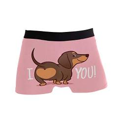 ZZKKO I Love You Dackel Herren-Boxershorts, atmungsaktiv, dehnbar, mit Beutel, rose, XL von ZZKKO