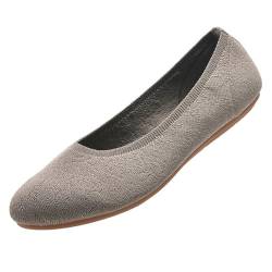 ZZS Damen Ballerinas Slip On Knit Kleid Schuhe Pumps Schuhe Runde Zehe Frauen Flach von ZZS