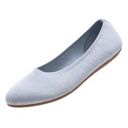 ZZS Damen Ballerinas Slip On Knit Kleid Schuhe Pumps Schuhe Runde Zehe Frauen Flach von ZZS