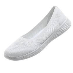 ZZS Damen Casual Slip on Walking Flache Schuhe-Leichte Low-Top Knit Loafer Sneaker Scarlet-Größe 37 EU von ZZS