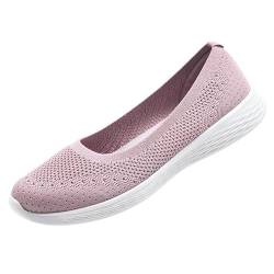 ZZS Damen Casual Slip on Walking Flache Schuhe-Leichte Low-Top Knit Loafer Sneaker Scarlet-Größe 37.5 EU von ZZS