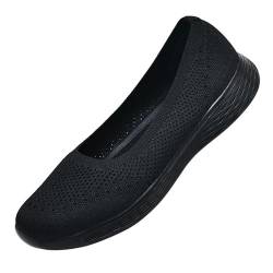 ZZS Damen Casual Slip on Walking Flache Schuhe-Leichte Low-Top Knit Loafer Sneaker Scarlet-Größe 38.5 EU von ZZS